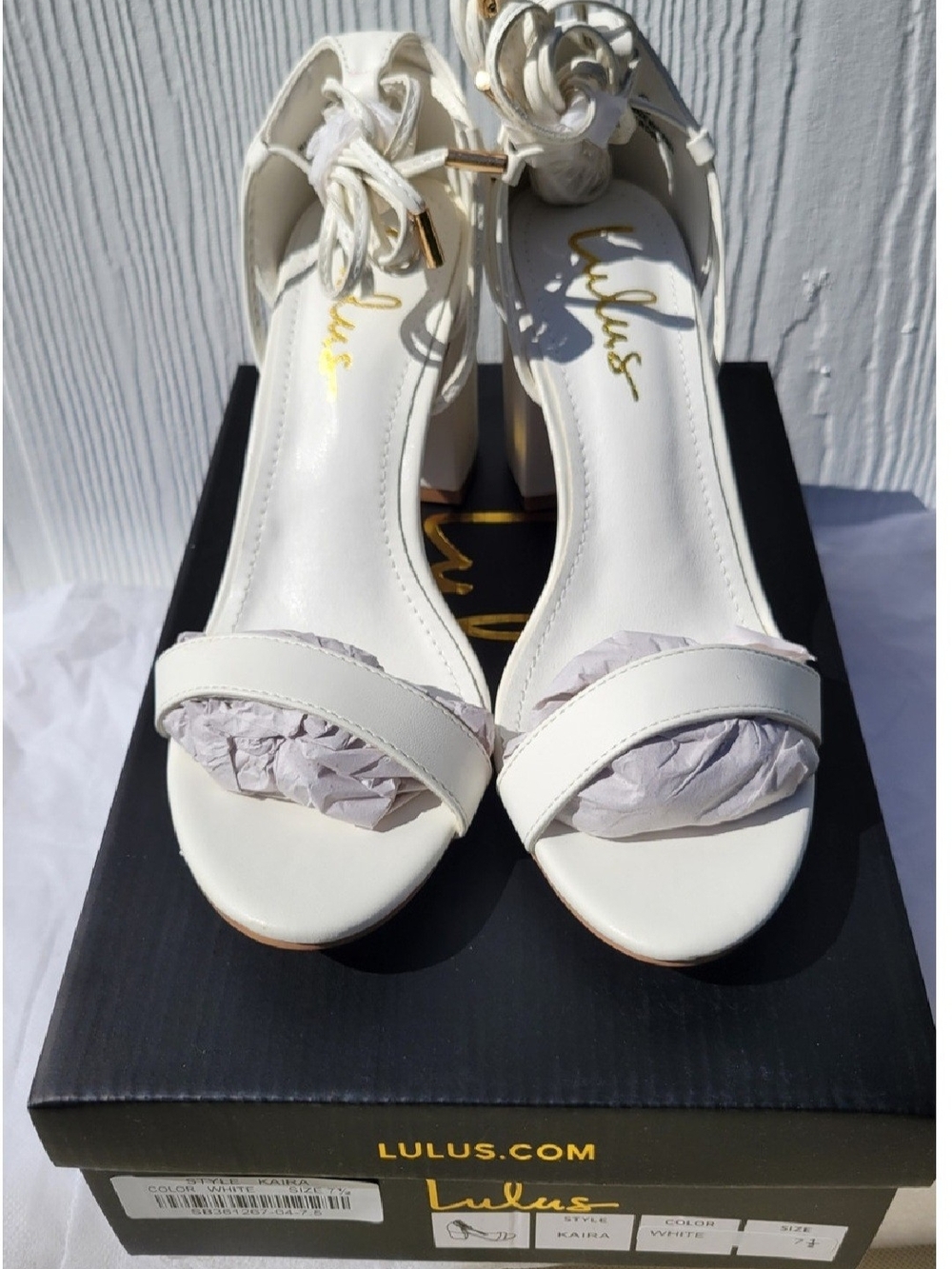 Lulu's White Ankle-Tie Block Heel Sandals